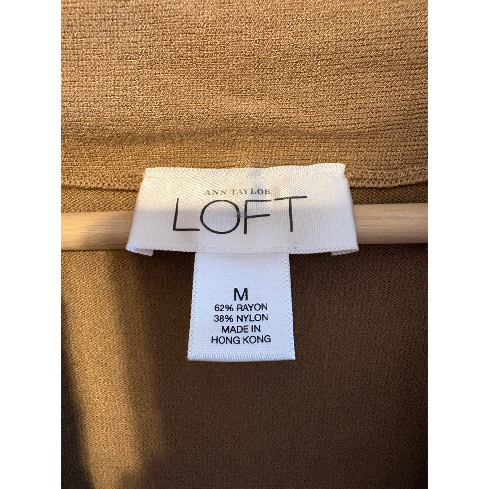 Ann Taylor Loft Womens Tan Faux Wrap Sweater Ruched V-Neck Top Medium 149704 - Picture 3 of 6